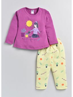 Nottie Planet - Tree With Tob Printed Fancy Girls T-Shirt With Pant (Set of 2)