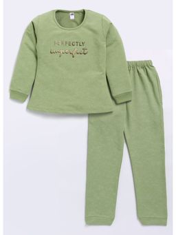 Nottie Planet - Girls Full Sleeve T-Shirt With Pant-Green (Set of 2)