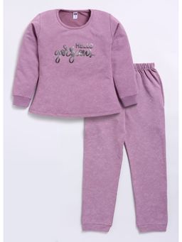 Nottie Planet - Girls Full Sleeve T-Shirt With Pant- Pink (Set of 2)