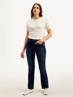 Levi's - Women's High Rise 724 Slim Straight Fit Dark Blue Jeans