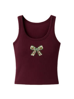 PAST MODERN - Maroon Bow Tank Top