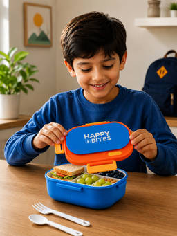 Little Surprise Box - Blue Flap Happy Bites Lunch Box for kids
