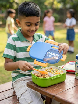 Little Surprise Box - Blue Color-block, Happy Bites Bento Lunch Box