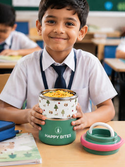 Little Surprise Box - Forest Bear Happy Bites Double Decker Stainless Steel Lunch Box