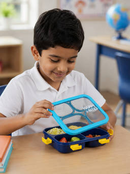 Little Surprise Box - Navy Blue 4 Sections Big Lunch Box