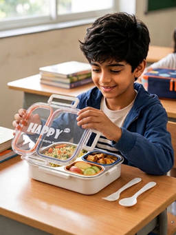Little Surprise Box - Multi-color Transparent Lid Happy Bites Lunch Box