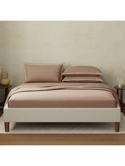 Boutique Living - Cotton Charm 400 Tc 100% Cotton Brown King Size Dyed Bedsheet With 4 Pillow Covers
