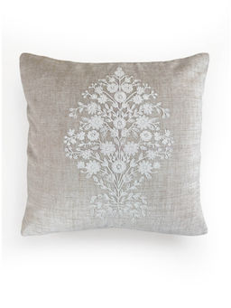 Design Gaatha - Beige With Ecru Floral Dori Embroidered Cushion Cover (16X16 Inches)