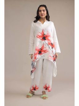 Zari Jaipur - White Floral Printed Co-Ord Set