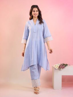 STUDIO MISRI - Powder Blue Embroidered Kurta with Pant