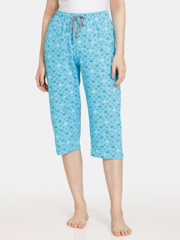 Zivame - Rosaline Rural Charm Knit Cotton Capri - Tropical Breeze - Blue