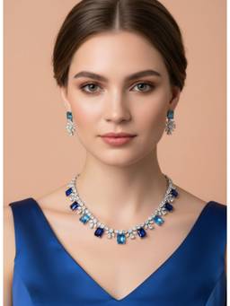 AM SWAN - Blue Cubic Zirconia Jewellery Set