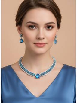 AM SWAN - Elegant Blue Crystal Jewellery Set