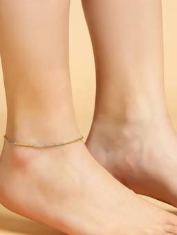 Zavya - Sleek Dual-Tone Classic Gold And Rhodium-Plated 925 Silver Anklet