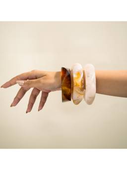 Salty - Mocha Marble Trio Chunky Bangles (Pack Of 3)