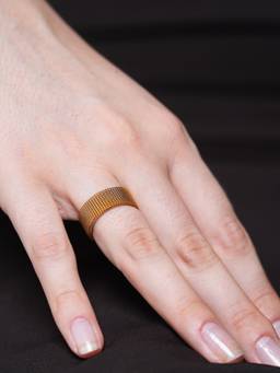CAO JEWELLERY - 18K Gold Plated Wide Mesh Finger Ring