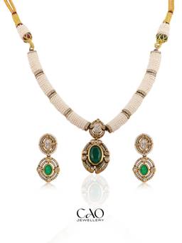 CAO JEWELLERY - Green Premium Pearl Jewellery Set
