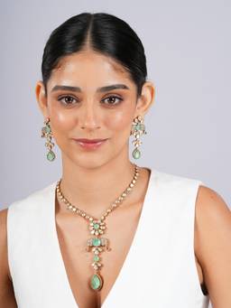 CAO JEWELLERY - Green Premium Kundan Jewellery Set