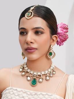 CAO JEWELLERY - Green Premium Kundan Jewellery Set