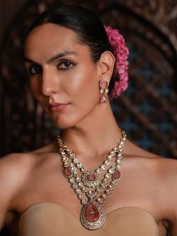 CAO JEWELLERY - Baby Pink Premium Kundan Jewellery Set