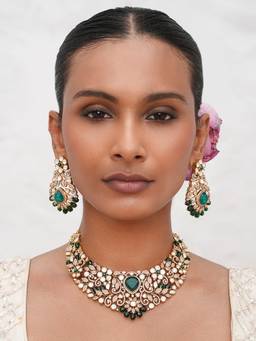 CAO JEWELLERY - Green Premium Kundan Jewellery Set