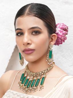 CAO JEWELLERY - Green Premium Kundan Jewellery Set