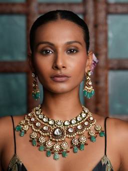 CAO JEWELLERY - Green Premium Kundan Jewellery Set