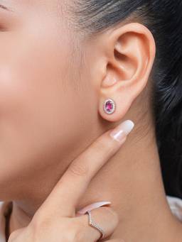 Zavya - Ruby Royale Rhodium Plated 925 Sterling Silver Earrings