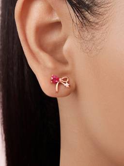 Zavya - Bow Rose Gold Plated 925 Sterling Silver Earrings
