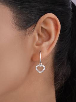 Zavya - Heart Rhodium Plated 925 Sterling Silver Earrings
