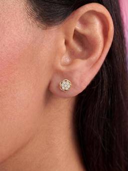 Zavya - First Blush Petal Gold Plated 925 Silver Stud Earrings