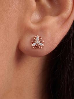 Zavya - Blossom Loop Rose Gold Plated 925 Silver Stud Earrings