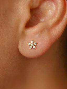 Zavya - Celestial Bloom Gold Plated 925 Silver Stud Earrings