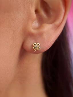 Zavya - Petal Glow Gold Plated 925 Silver Stud Earrings