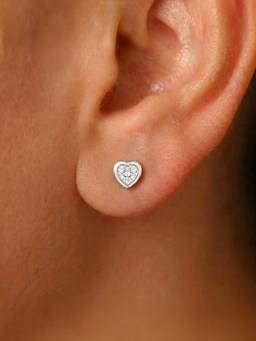Zavya - Pure Love Heart Rhodium Plated 925 Silver Studs Earring