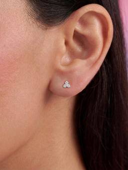 Zavya - Lumina Triple Cz Rhodium Plated 925 Silver Stud Earring
