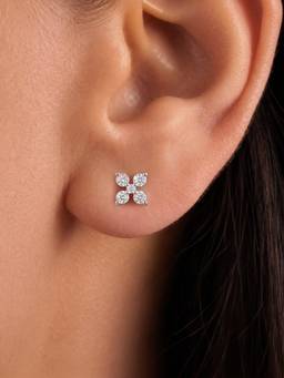 Zavya - Ethereal Glow Rhodium Plated 925 Silver Stud Earrings