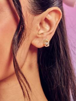 Zavya - Inner Glow Gold Plated 925 Silver Stud Earrings