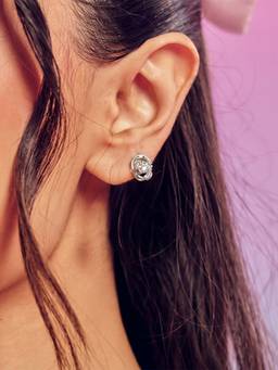Zavya - Inner Glow Rhodium Plated 925 Silver Stud Earrings