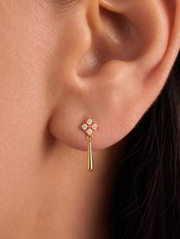 Zavya - Crystal Drop Gold Plated 925 Sterling Silver Earrings