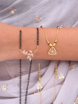 Zeraki Jewels - Khushi and Shraddha Gold Plated Mangalsutra (Pack Of 2)