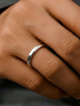 Zavya - Simple Band Rhodium Plated 925 Silver Men's Ring