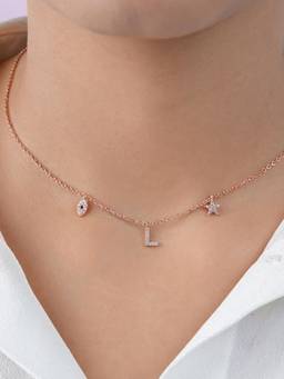 Zavya - Charms Rose Gold Plated 925 Sterling Silver Necklace