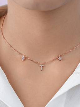 Zavya - Charms Rose Gold Plated 925 Sterling Silver Necklace