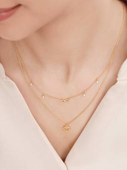 Zavya - Tiered Heart Gold Plated Necklace