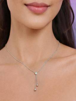 Zavya - Ethereal Radiance Rhodium Plated 925 Silver Necklace