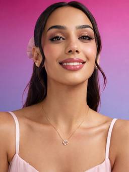 Zavya - Rose Bloom Glow Mop Rose Gold Plated 925 Silver Necklace