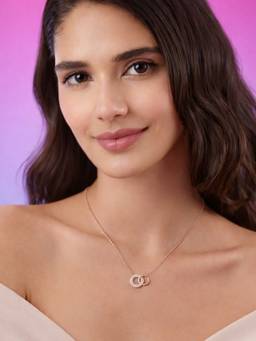 Zavya - Interlinked Circle Rose Gold Plated 925 Silver Necklace