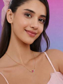 Zavya - Ruby Heart Glow Rose Gold Plated 925 Silver Necklace