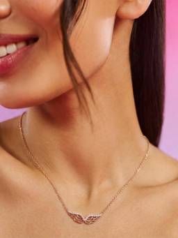 Zavya - Soft Wing Rose Gold 925 Sterling Silver Necklace